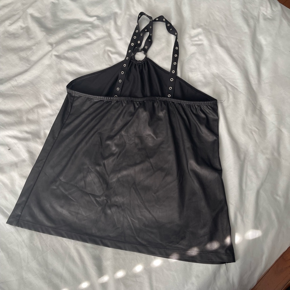Faux Leather Demi Loon Top View 3